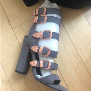 nasty gal Grey and rose gold heels